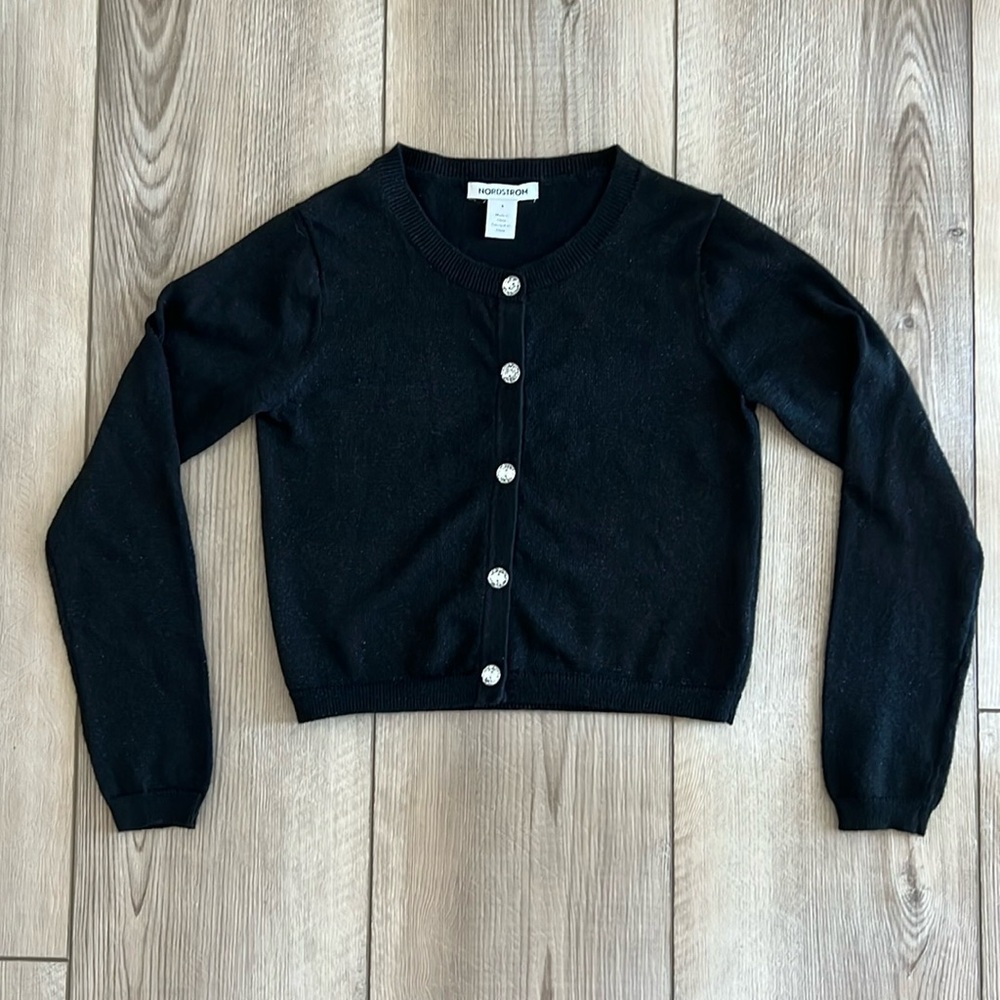 Nordstrom - Toddler Black Sparkle Cardigan (5T)